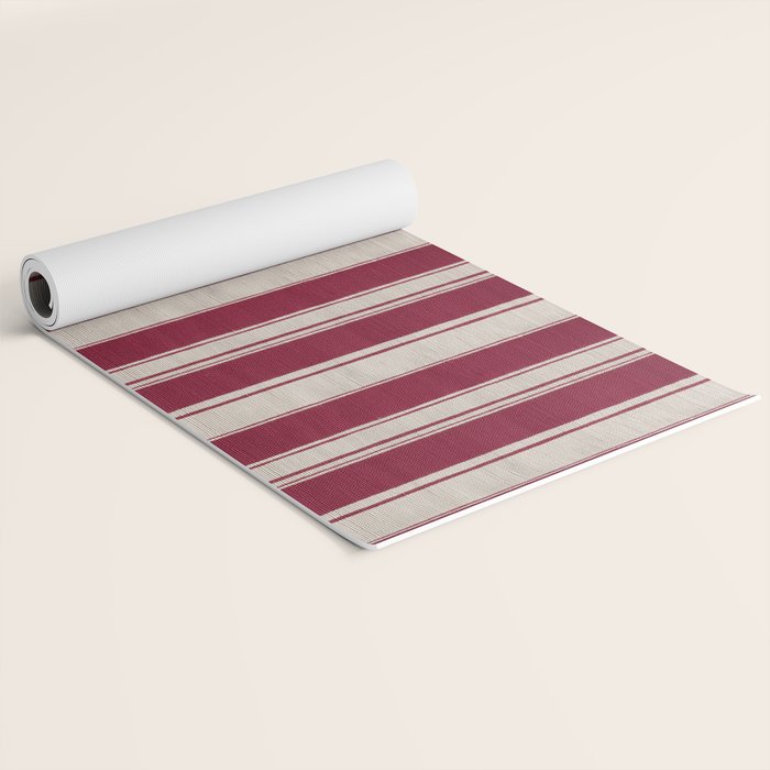 Timeless Crimson Heritage Stripes Yoga Mat Gallery Image 2