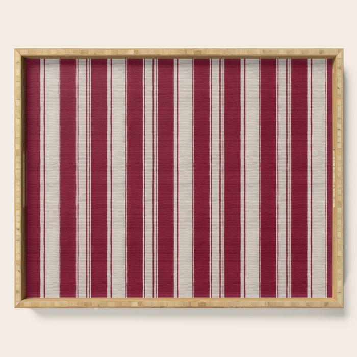 Timeless Crimson Heritage Stripes Serving Tray Gallery Image 1