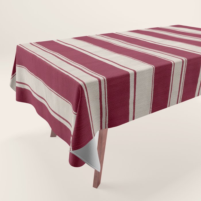 Timeless Crimson Heritage Stripes Tablecloth Gallery Image 1