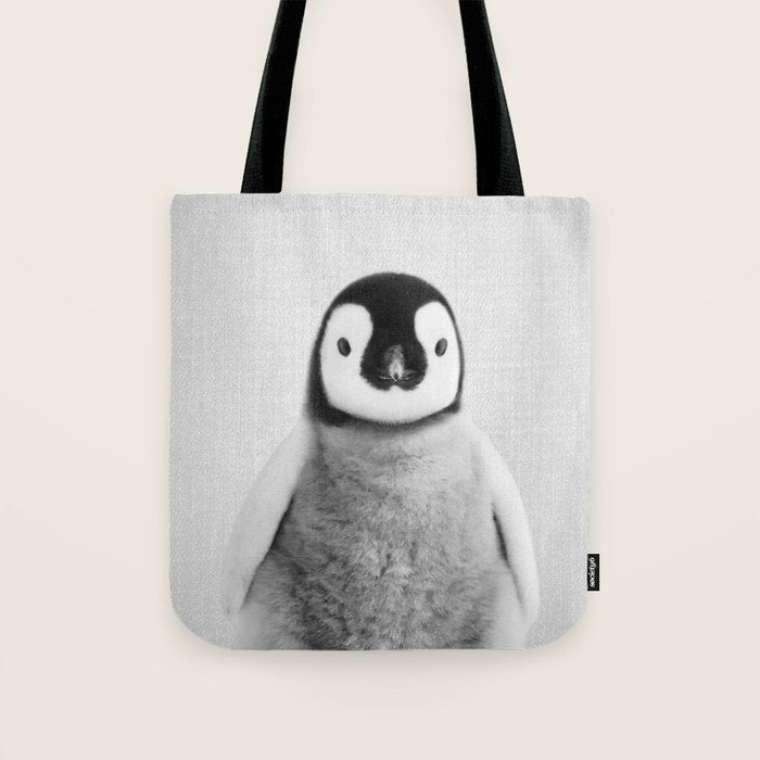 Baby Penguin - Black & White Tote Bag Gallery Image 1
