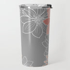 Festive, Floral Prints and Line Art, Gray and Coral Travel Mug Gallery Image 2