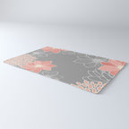 Festive, Floral Prints and Line Art, Gray and Coral Rug Gallery Image 3