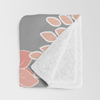 Festive, Floral Prints and Line Art, Gray and Coral Throw Blanket Gallery Image 3