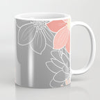 Festive, Floral Prints and Line Art, Gray and Coral Coffee Mug Gallery Image 1