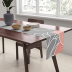 Festive, Floral Prints and Line Art, Gray and Coral Table Runner Gallery Image 2