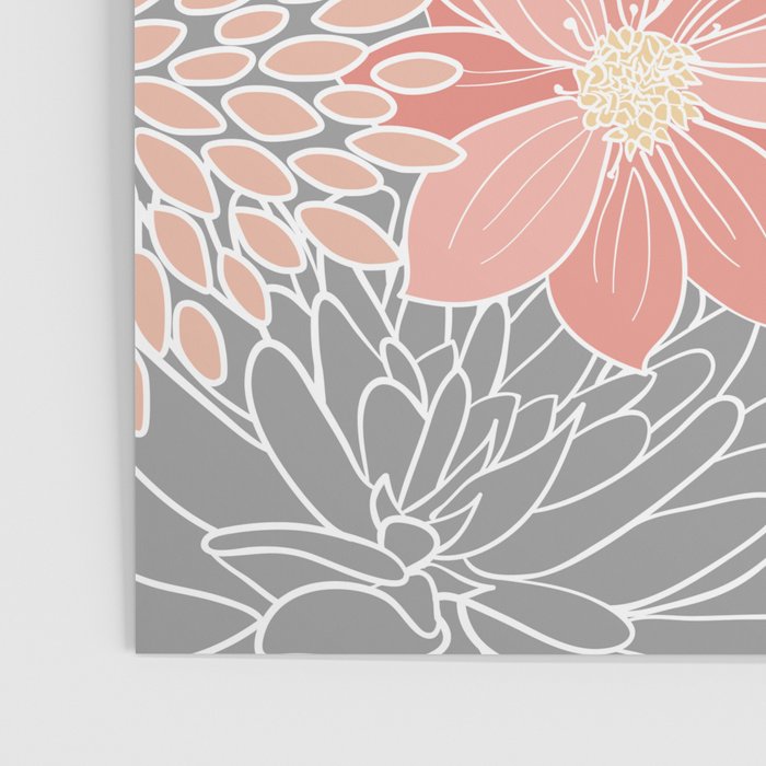 Festive, Floral Prints and Line Art, Gray and Coral Poster Gallery Image 3