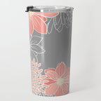 Festive, Floral Prints and Line Art, Gray and Coral Travel Mug Gallery Image 3