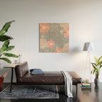 Festive, Floral Prints and Line Art, Gray and Coral Wood Wall Art Gallery Image 2