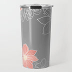 Festive, Floral Prints and Line Art, Gray and Coral Travel Mug Gallery Image 1