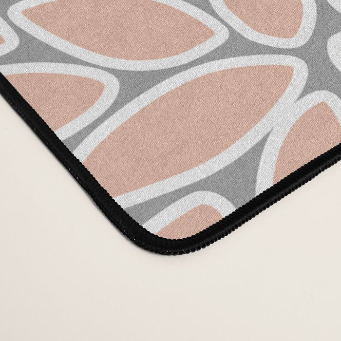Festive, Floral Prints and Line Art, Gray and Coral Desk Mat Gallery Image 4