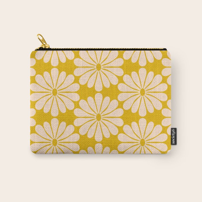 Retro Modern Daisy - Yellow Mostard Carry All Pouch Gallery Image 1