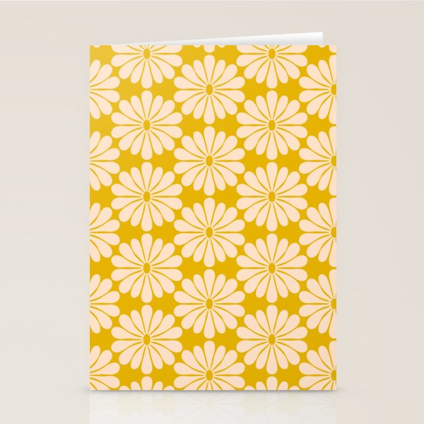 Retro Modern Daisy - Yellow Mostard Stationery Card Gallery Image 1