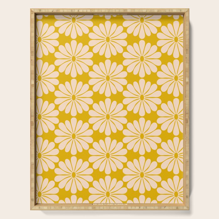 Retro Modern Daisy - Yellow Mostard Serving Tray Gallery Image 1