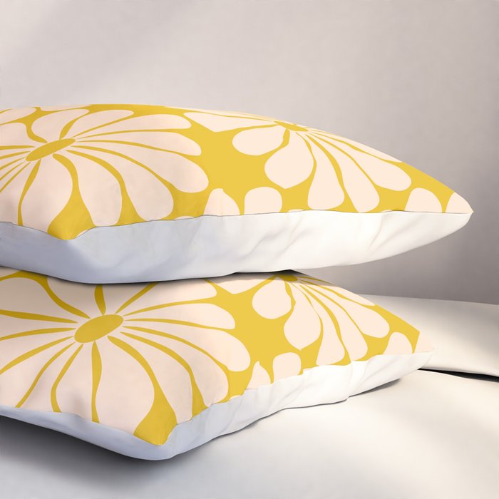 Retro Modern Daisy - Yellow Mostard Pillow Sham Gallery Image 3