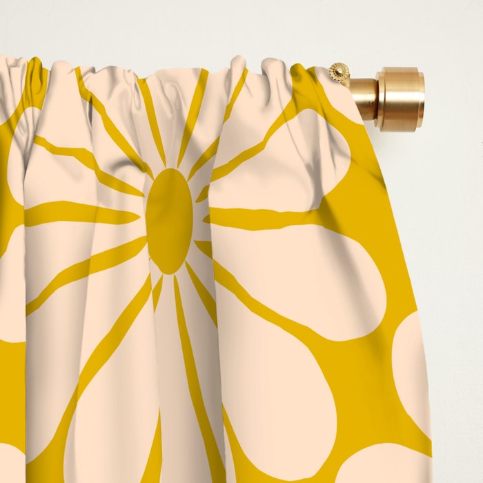 Retro Modern Daisy - Yellow Mostard Window Curtain Gallery Image 2