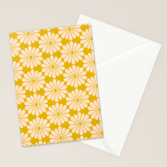 Retro Modern Daisy - Yellow Mostard Stationery Card Gallery Image 2