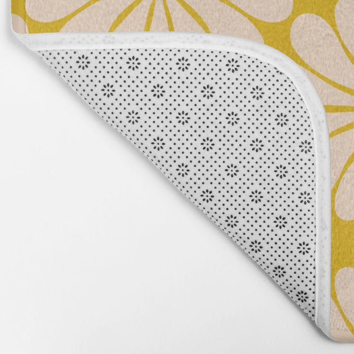 Retro Modern Daisy - Yellow Mostard Bath Mat Gallery Image 2