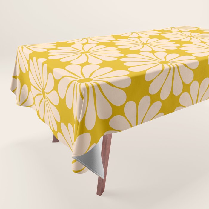 Retro Modern Daisy - Yellow Mostard Tablecloth Gallery Image 1