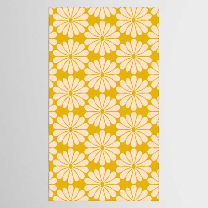Retro Modern Daisy - Yellow Mostard Tablecloth Gallery Image 2