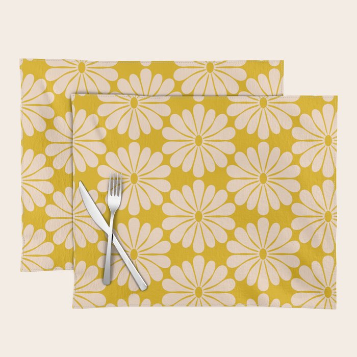 Retro Modern Daisy - Yellow Mostard Placemat Gallery Image 1