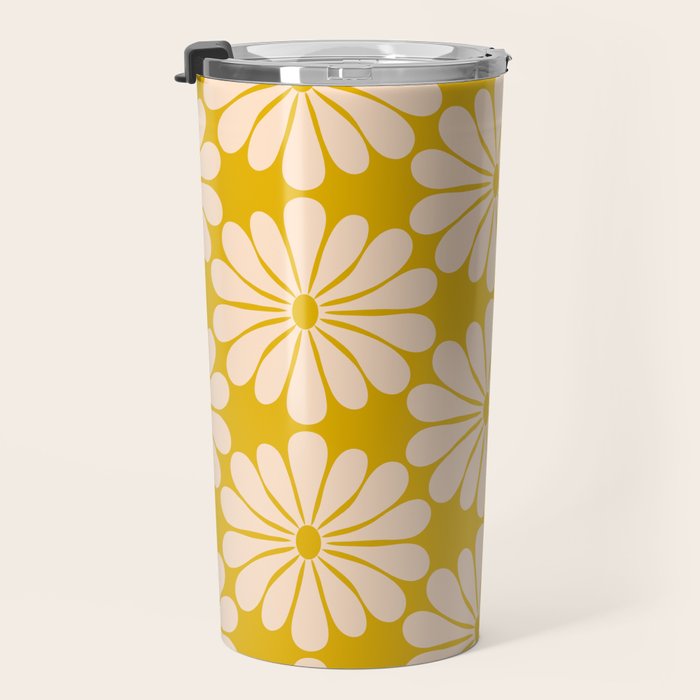 Retro Modern Daisy - Yellow Mostard Travel Mug Gallery Image 3