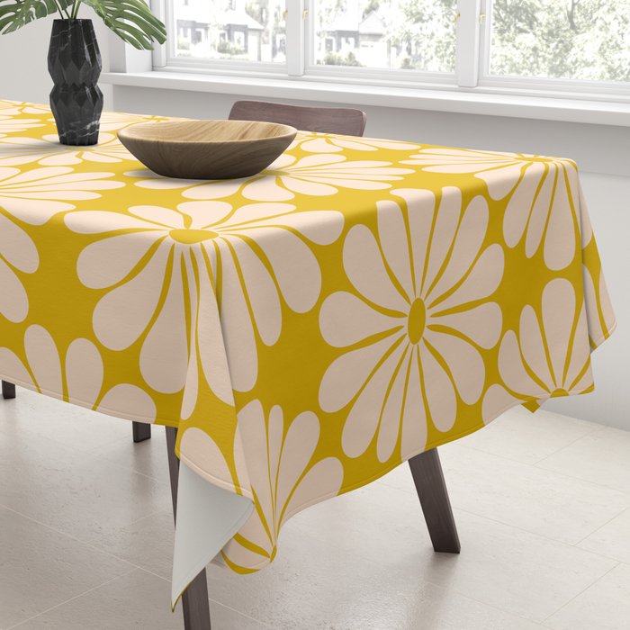 Retro Modern Daisy - Yellow Mostard Tablecloth Gallery Image 3