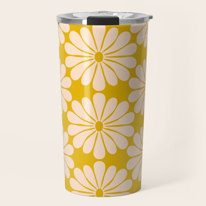 Retro Modern Daisy - Yellow Mostard Travel Mug Gallery Image 1