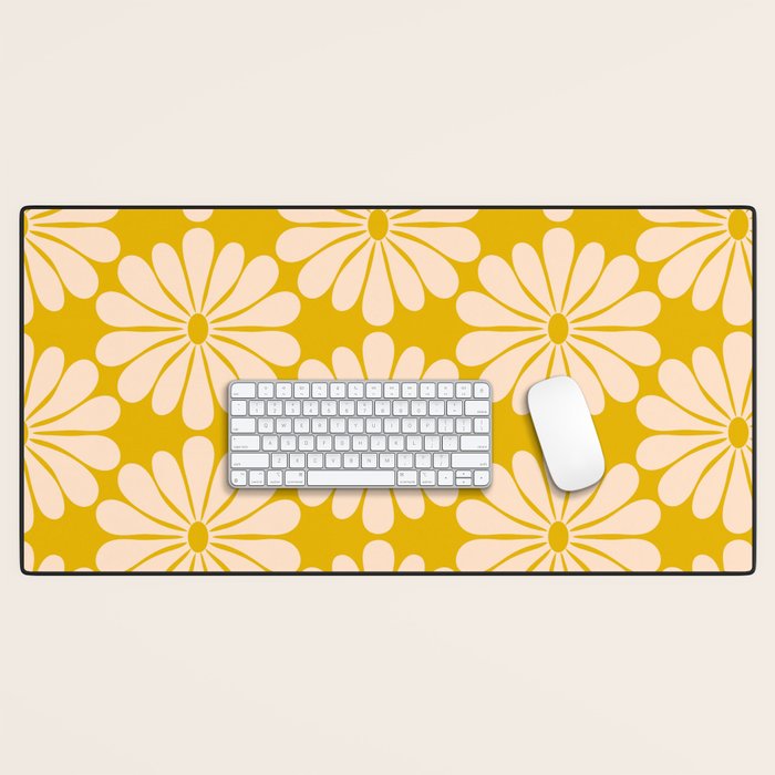 Retro Modern Daisy - Yellow Mostard Desk Mat Gallery Image 1