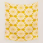 Retro Modern Daisy - Yellow Mostard Wall Tapestry Gallery Image 4