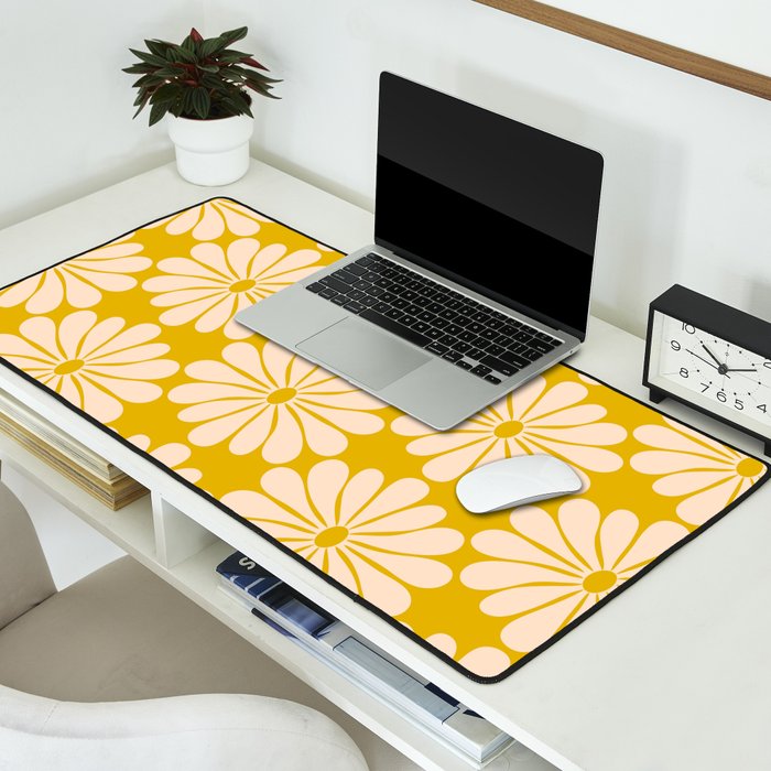 Retro Modern Daisy - Yellow Mostard Desk Mat Gallery Image 2