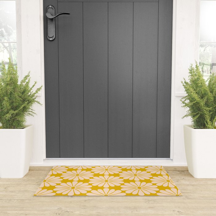 Retro Modern Daisy - Yellow Mostard Welcome Mat Gallery Image 3