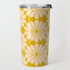 Retro Modern Daisy - Yellow Mostard Travel Mug Gallery Image 2