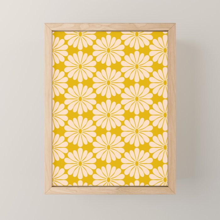 Retro Modern Daisy - Yellow Mostard Mini Art Print Gallery Image 1