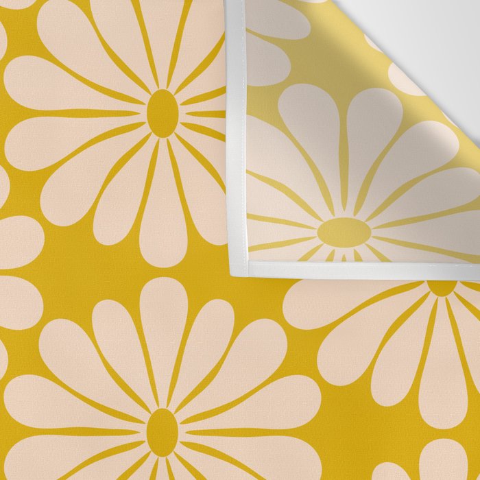 Retro Modern Daisy - Yellow Mostard Wall Tapestry Gallery Image 3