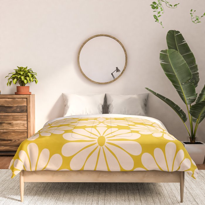 Retro Modern Daisy - Yellow Mostard Comforter Gallery Image 3