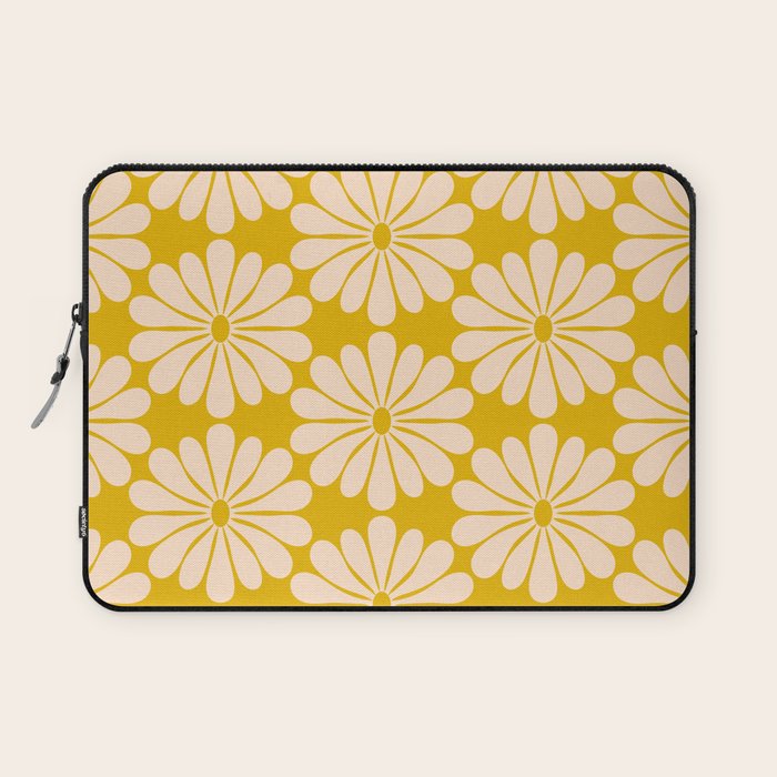 Retro Modern Daisy - Yellow Mostard Laptop Sleeve Gallery Image 1
