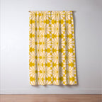 Retro Modern Daisy - Yellow Mostard Window Curtain Gallery Image 3