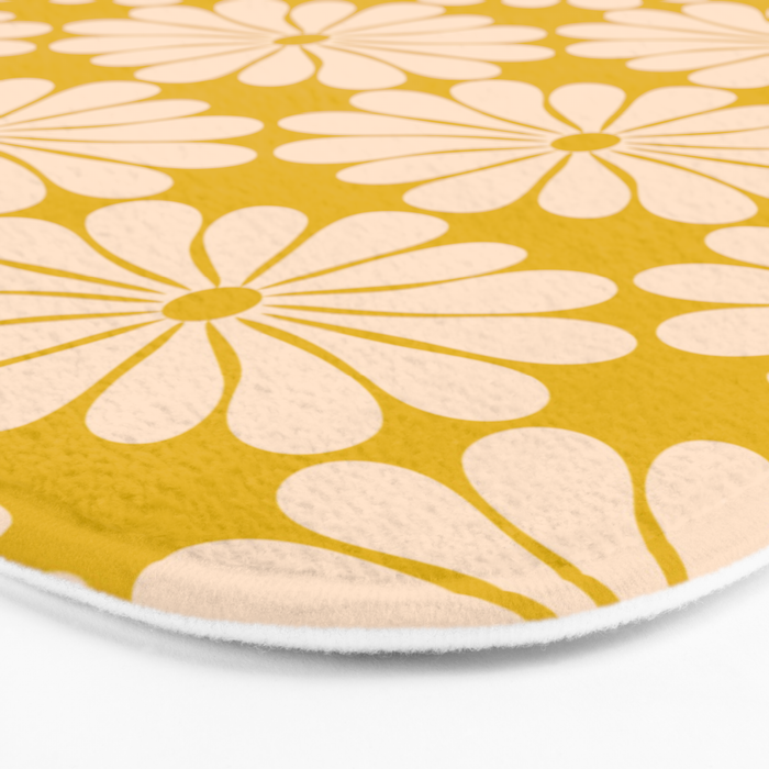 Retro Modern Daisy - Yellow Mostard Bath Mat Gallery Image 3