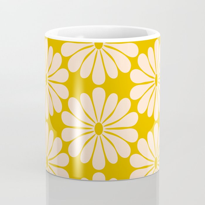 Retro Modern Daisy - Yellow Mostard Coffee Mug Gallery Image 4