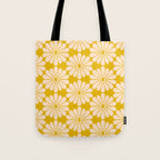 Retro Modern Daisy - Yellow Mostard Tote Bag Gallery Image 1