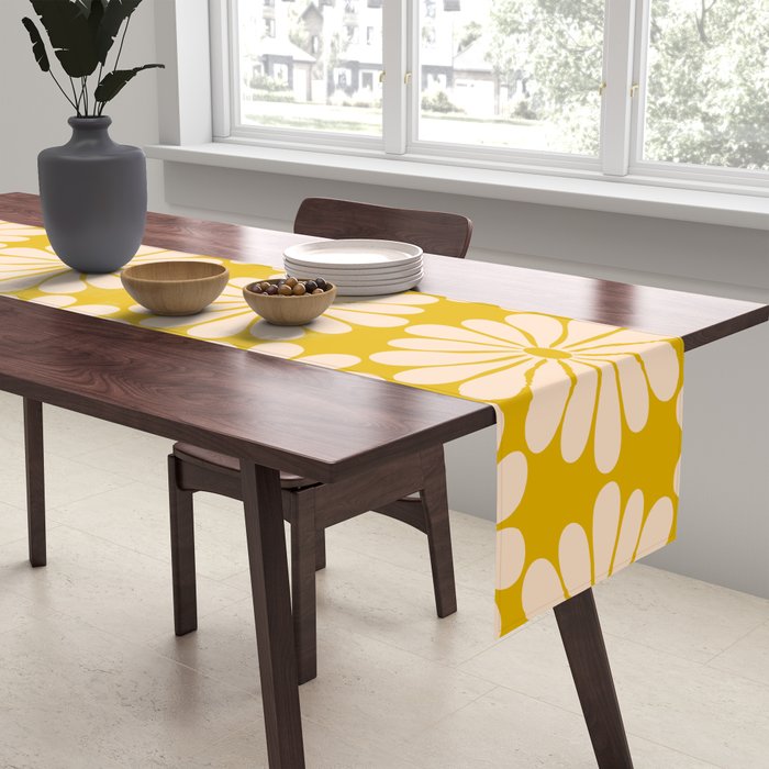 Retro Modern Daisy - Yellow Mostard Table Runner Gallery Image 2