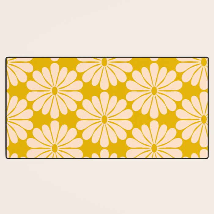 Retro Modern Daisy - Yellow Mostard Desk Mat Gallery Image 3