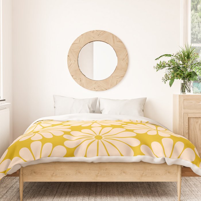 Retro Modern Daisy - Yellow Mostard Duvet Cover Gallery Image 3