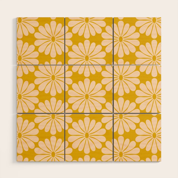 Retro Modern Daisy - Yellow Mostard Wood Wall Art Gallery Image 1
