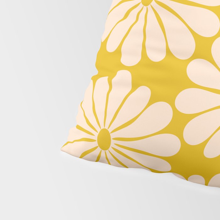 Retro Modern Daisy - Yellow Mostard Pillow Sham Gallery Image 4