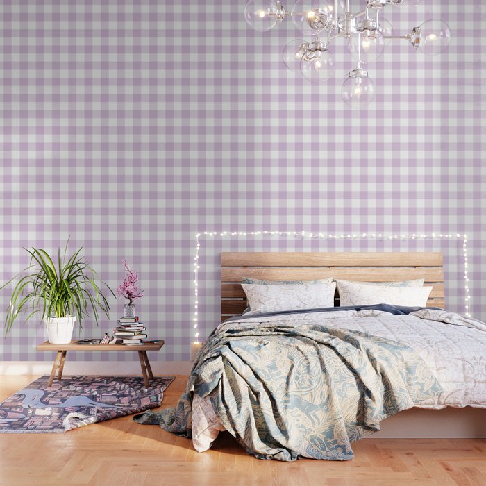 Lilac Plaid Gingham Print Wallpaper Gallery Image 3