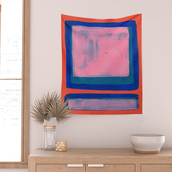 Double Blue Pink Colourfield  Wall Tapestry Gallery Image 2