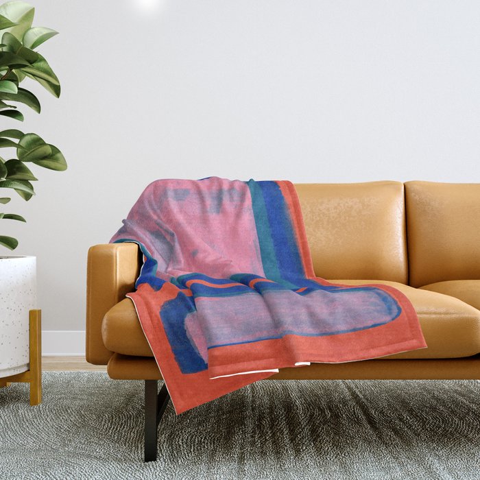 Double Blue Pink Colourfield  Throw Blanket Gallery Image 1
