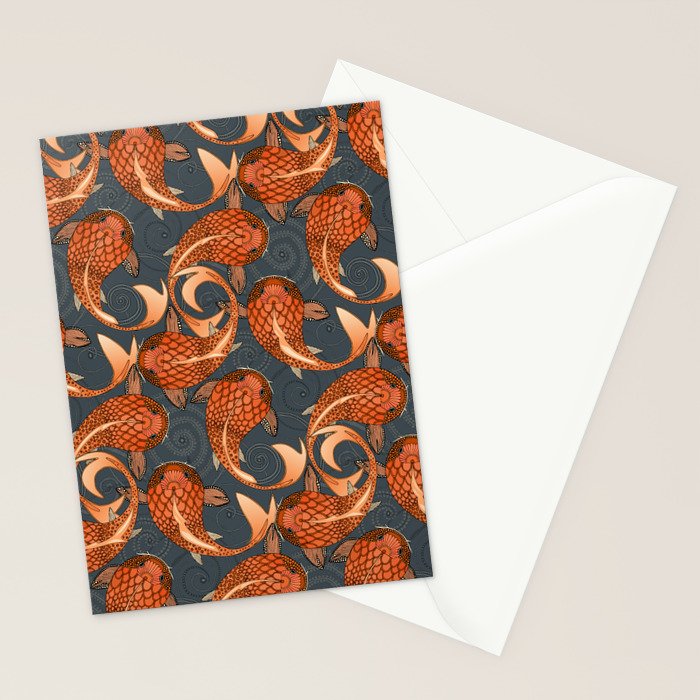 paisley fish gray Stationery Card Gallery Image 2
