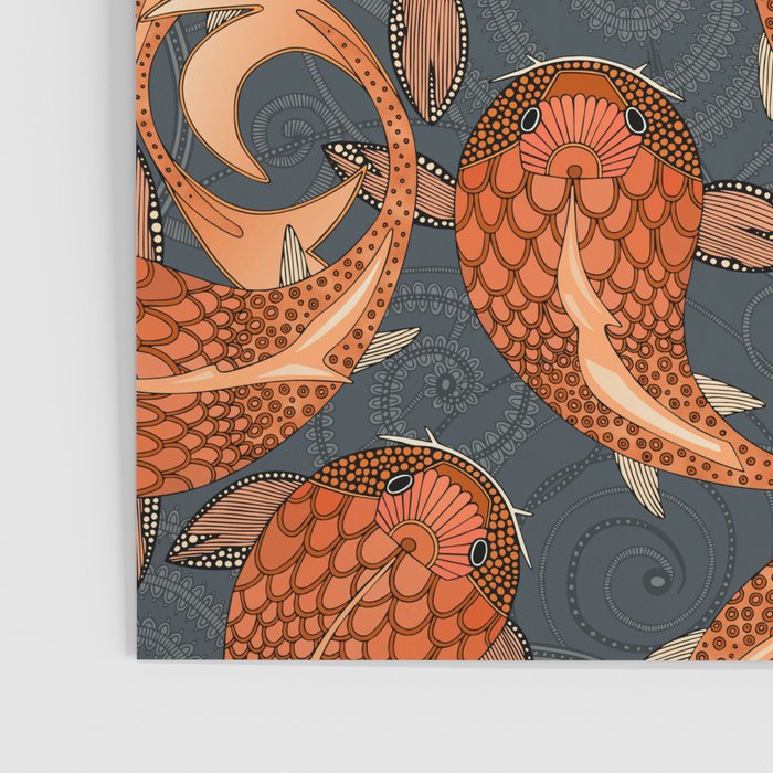 paisley fish gray Poster Gallery Image 3